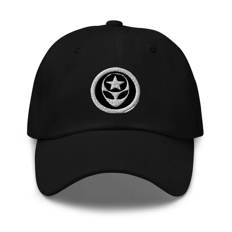 BLACK AND SILVER UFO MAN LOGO HAT